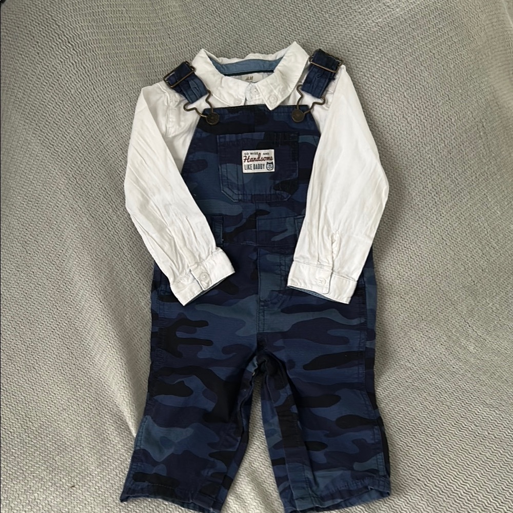 Carter's Blue Overalls Classic Bib Design w/H&M Shirt